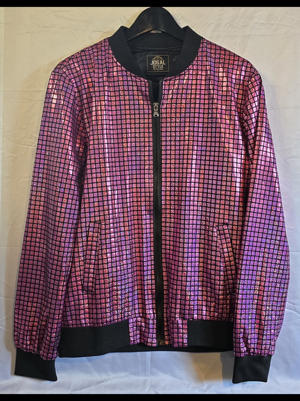 JOGAL Metallic Pink Jacket 70's Disco Costume